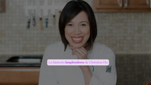 christine ha, ganadora de masterchef 2012, ciega. Foto suya de plano medio en una cocina con chaquetilla de cocinera